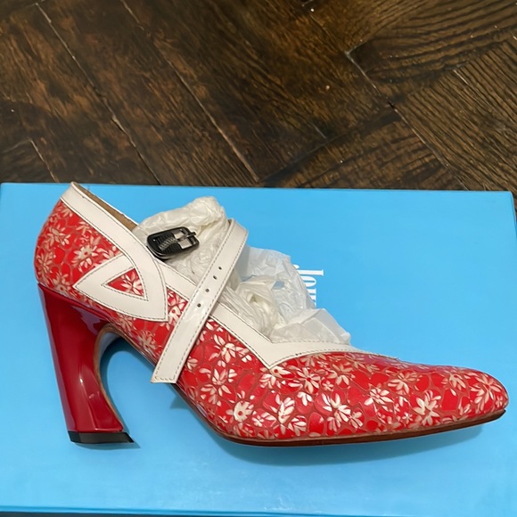 John Fluevog Rare red Twist Tango Mary Janes Heels - Picture 4 of 4